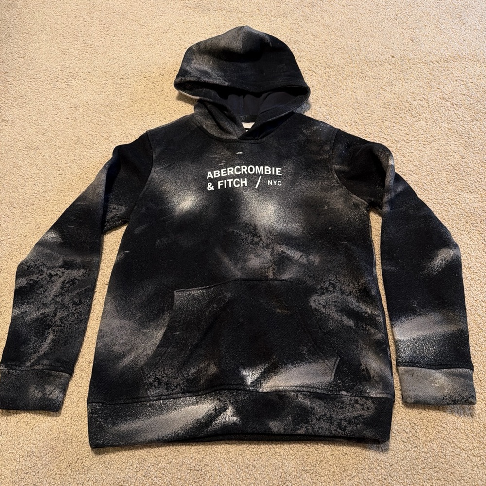 abercrombie kids black pullover hoodie with logo label